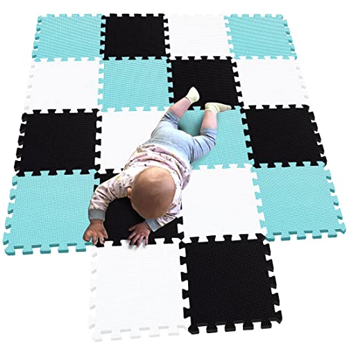 MQIAOHAM Babys Color Foam krabbelmatte matten playmat Puzzle Puzzle-spielmatte schaummatte spielteppich Weiß-Schwarz-Grün 101104108 von MQIAOHAM