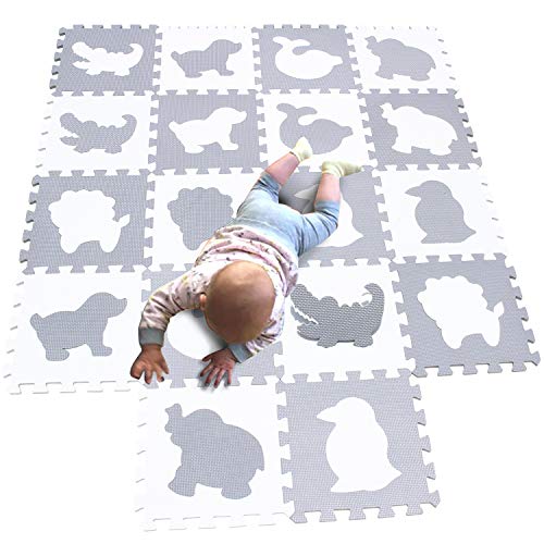 MQIAOHAM spielmatte Baby puzzlematte puzzelmatten für Babys Play mat krabbelmatte Boden Puzzle spielmatten matten krabbeldecke wasserdicht Matte Schaum bodenmatte White Grey P051BH von MQIAOHAM