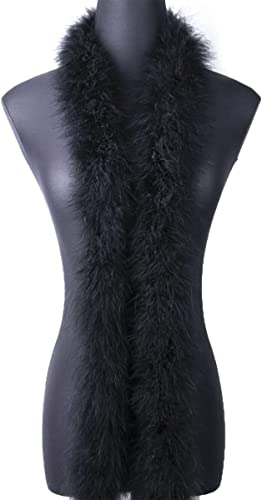 Mehrfarbige Federboa, Feder Boa Kostüm Accessoire, 2m Langer Federstola Federschal Kostüm Karneval für 20er Jahre Charleston Burlesque, Flapper, Karneval, Mottoparty (Schwarz) von MQLAE