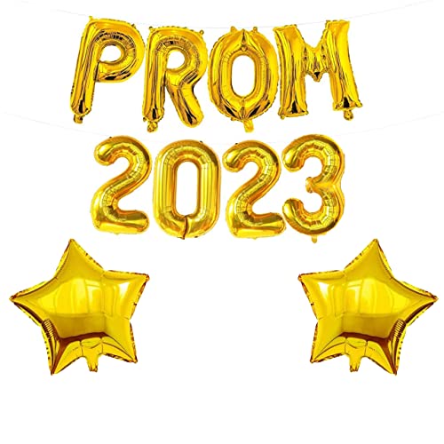 Prom Decorations 2023, Graduation Decorations, Class of Decorations Balloons Banner, School Leavers Graduation Foil Balloons Banner for Prom Party Decorations Backdrop (Gold-A) von MQLAE