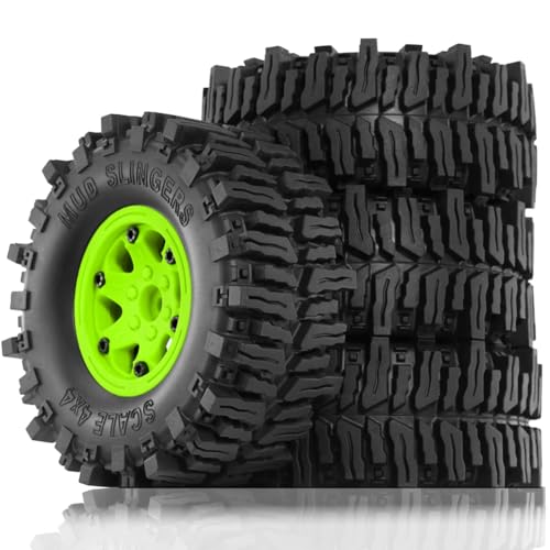 MQODLFP 4 Stück 130 mm 2,2 Beadlock-Felgengummireifensatz für 1/10 RC Crawler Car für Axial SCX10 Wraith RR10 Capra RBX10 TRX4, A von MQODLFP