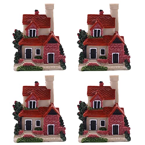 MQODLFP 4 x niedliches Mini-Haus aus Kunstharz, Miniaturhaus, Feengarten, Landschaft, Haus, Garten, Dekoration, Kunstharz, Basteln, 4 Stile von MQODLFP