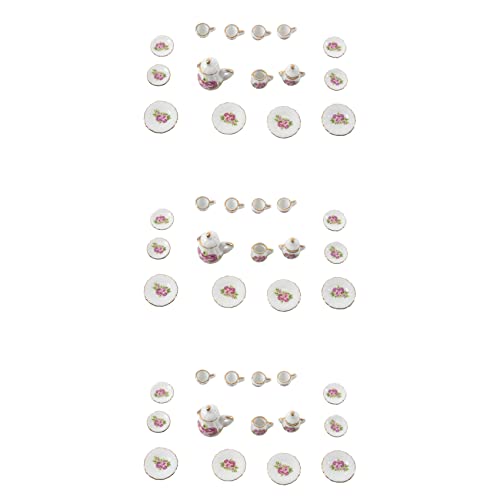 MQODLFP 45 STK. Puppenhaus Miniatur Ware Porzellan Tee Set Teller Becher Teller Chinesische Rose von MQODLFP