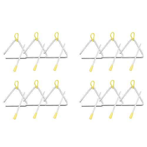 MQODLFP Musik Dreieck Instrumenten Set, Hand Percussion Dreieckig Kinder Musik Instrument mit 12 Pack Dreieck 4 von MQODLFP