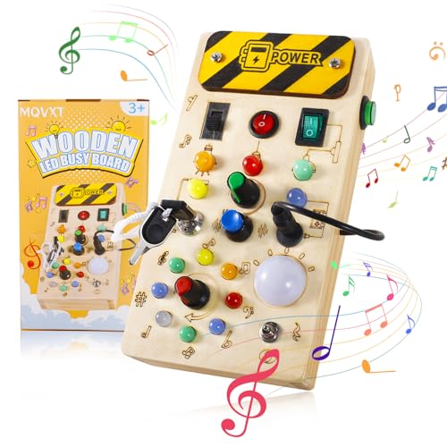 MQVXT Montessori Busy Board,Busyboard Aktivityboard Baby Spielzeug ab 1 2 3 Jahr, Musikalisch Activity LED Holzspielzeug Motorikspielzeug für Kinder,Lernspielzeug für Baby Kleinkinder Jungen Mädchen von MQVXT