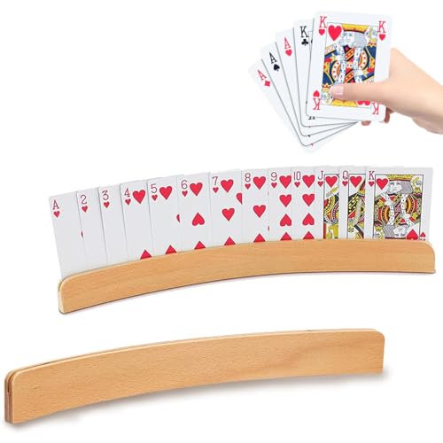 MQWDGJ Kartenhalter Kinder, 2 Stück Spielkartenhalter Holz, Kartenhalter Spielkarten, Freisprech Kartenständer, Stehender Pokerhalter, Hände Poker Halter für Kinder Senioren von MQWDGJ