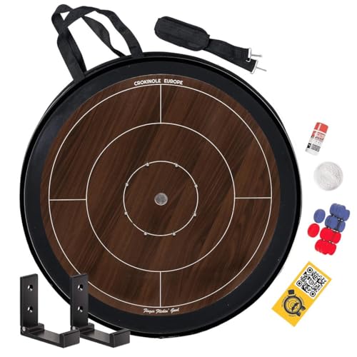 Crokinole Europe Komplettes Crokinole Brettspiel Dark Pack | Turnierbrett, 26 Spielscheiben, Carrom-Pulver, Wandhalterung und Tragetasche | Gesellschaftsspiel für die ganze Familie Crokinole Europe Komplettes Crokinole Brettspiel Dark Pack | Turnierbrett, 26 Spielscheiben, Carrom-Pulver, Wandhalterung und Tragetasche | Gesellschaftsspiel für die ganze Familie von MR. CROKI.EU