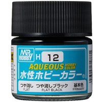 MR. HOBBY H-012 Aqueous Hobby Colors (10 ml) Flat Black von MR. HOBBY
