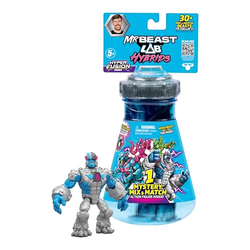 MRBEAST LAB Hybrids Single Pack, Mix & Match Millionen von Kombinationen, um das ultimative Biest zu erschaffen und einzelne Biest-Teile zu enthüllen, um 1 von 10 10,2 cm Hybrid-Figuren zu erstellen von MRBEAST LAB