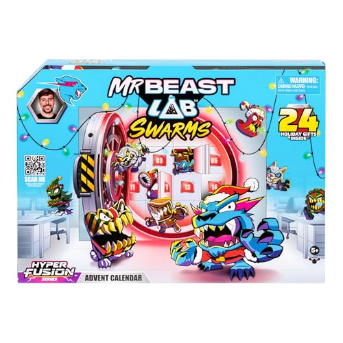 MrBeast Hyper Fusion Adventskalender für die Festtage, öffne täglich EIN Türchen und entdecke 14 Exklusive Festliche Mini-Monster, 22 Festliche Sticker und 7 Festliche Fusions-Kapseln von MRBEAST LAB
