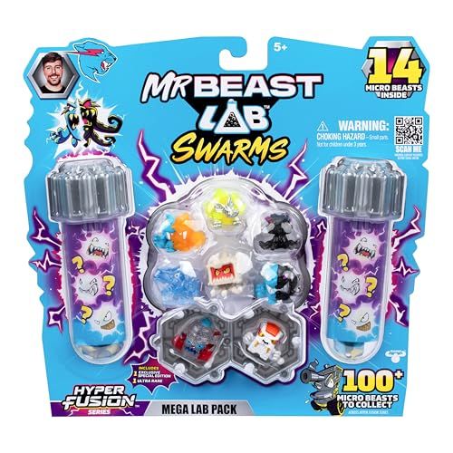 MrBeast Lab Swarms Hyper Fusion-Serie, über 100 einzigartige Hyper Fusion Swarms zum Sammeln, Mega-Laborpackung mit 14 Mini-Monstern, 14 Sammelstickern & 4 Fusions-Kapseln MrBeast Lab Swarms Hyper Fusion-Serie, über 100 einzigartige Hyper Fusion Swarms zum Sammeln, Mega-Laborpackung mit 14 Mini-Monstern, 14 Sammelstickern & 4 Fusions-Kapseln von MRBEAST LAB