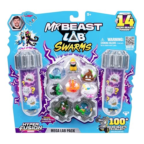MrBeast Lab Swarms Hyper Fusion-Serie, über 100 einzigartige Hyper Fusion Swarms zum Sammeln, Mega-Laborpackung mit 14 Mini-Monstern, 14 Sammelstickern & 4 Fusions-Kapseln MrBeast Lab Swarms Hyper Fusion-Serie, über 100 einzigartige Hyper Fusion Swarms zum Sammeln, Mega-Laborpackung mit 14 Mini-Monstern, 14 Sammelstickern & 4 Fusions-Kapseln von MRBEAST LAB