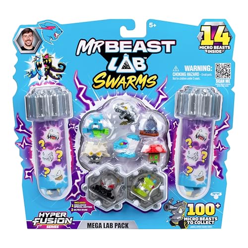 MrBeast Lab Swarms Hyper Fusion-Serie, über 100 einzigartige Hyper Fusion Swarms zum Sammeln, Mega-Laborpackung mit 14 Mini-Monstern, 14 Sammelstickern & 4 Fusions-Kapseln MrBeast Lab Swarms Hyper Fusion-Serie, über 100 einzigartige Hyper Fusion Swarms zum Sammeln, Mega-Laborpackung mit 14 Mini-Monstern, 14 Sammelstickern & 4 Fusions-Kapseln von MRBEAST LAB