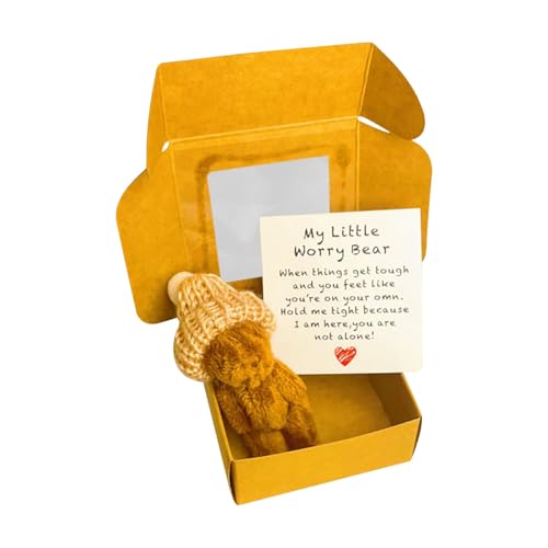 MRGIINR Kleiner Bär in der Schachtel, Mini-Plüsch Figuren Lustige Bär Puppe, Kreative Strickwolle Puppe für Frauen, Abschiedsgeschenk Kollegen, Beste Freundin Geschenke (Kaffee) von MRGIINR