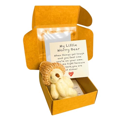 MRGIINR Kleiner Bär in der Schachtel, Mini-Plüsch Figuren Lustige Bär Puppe, Kreative Strickwolle Puppe für Frauen, Abschiedsgeschenk Kollegen, Beste Freundin Geschenke (Weiß) von MRGIINR