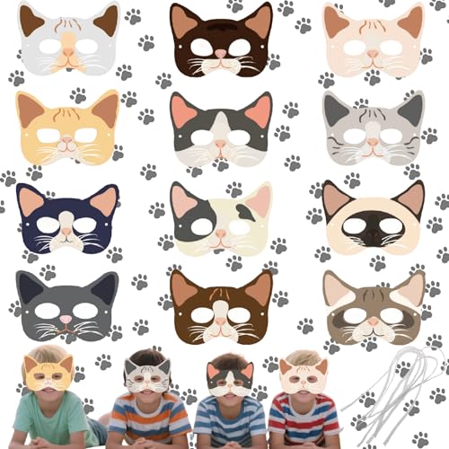 MRMIAN Tier Party Mask, Katzenmaske, Halloween-Tier-Cosplay-Masken, Geburtstagsgeschenk für Kinder– 12er-Pack, Tierische Rollenspielmaske MRMIAN Tier Party Mask, Katzenmaske, Halloween-Tier-Cosplay-Masken, Geburtstagsgeschenk für Kinder– 12er-Pack, Tierische Rollenspielmaske von MRMIAN
