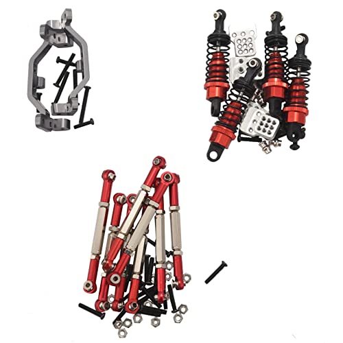 MRNHA Upgrade Metall Zug Stange Spur Stange Zug Stange Basis StoßDäMpfer für B14 B24 C14 C24 C34 1/16 RC Auto Teile, Rot von MRNHA