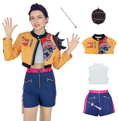 MRRTIME Costume Rumi/Mira/Zoe Demon Hunters Costume Cosplay Jacket Shorts Suit Outfits Stage Uniform for Halloween Anime Character Fancy Dress Up Adult Full Set (RUMI-C, L) von MRRTIME