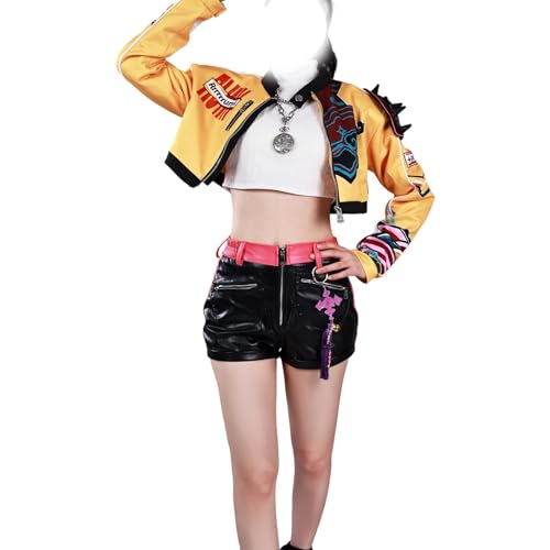 MRRTIME Costume Rumi/Mira/Zoe Demon Hunters Costume Cosplay Jacket Shorts Suit Outfits Stage Uniform for Halloween Anime Character Fancy Dress Up Adult Full Set (RUMI-D, XXL) von MRRTIME