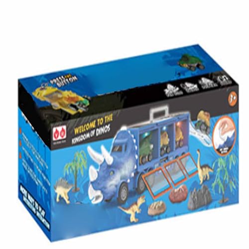 Dinosaur Truck Model Spielzeug Triceratops Form Dinosaurier Transportauto mit Blinkenden Lichtern und Musik für Mädchen (Dunkelblau) von MRSTORY