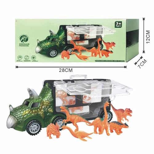 Dinosaur Truck Model Spielzeug Triceratops Form Dinosaurier Transportauto mit Blinkenden Lichtern und Musik für Mädchen (Grün) von MRSTORY