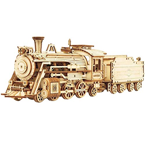Hölzerne Mechanische Zug Modell Kits 3D -Fahrzeug Puzzle Bildungsmontage Spielzeug für Erwachsene Holz Holz (D) von MRSTORY