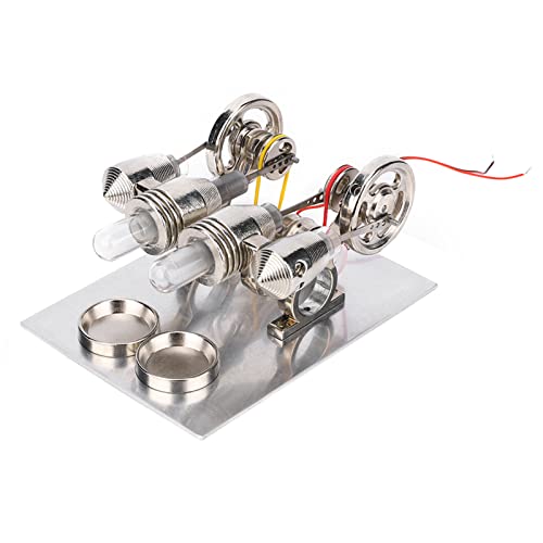 MRSTORY 4 Zylinder Stirling Motor Miniatur Hot Air Power Generator Physics Labor Lehrer Bildungswissenschaft Experiment Kit für Erwachsene Lehrer Edelstahl Edelstahl von MRSTORY