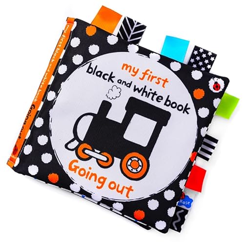 MRSTORY Baby Schwarz -Weiß -Baby -sensorisches Spielzeugbuch in Weichteilen Vorzeitiger Bildung, die Gegen Tränen Resistent und für Neugeborene Waschbar Sind (Verkehr) von MRSTORY