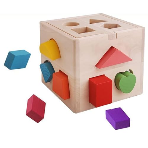 MRSTORY Baustein Holzform Sortierung Passendes Spielzeug Pädagogisches Lernwerk Zeug für Premium Holz Material (13 Löcher) von MRSTORY