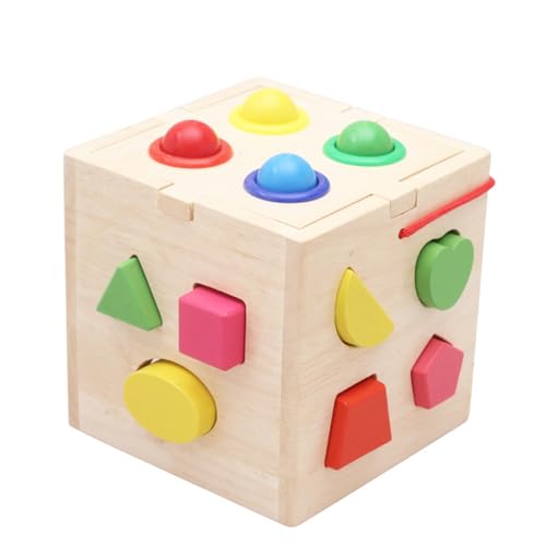 MRSTORY Baustein Holzform Sortierung Passendes Spielzeug Pädagogisches Lernwerk Zeug für Premium Holz Material (17 Löcher mit Ball) von MRSTORY