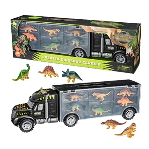 MRSTORY Dinosaurierwagen Spielzeug Tragbarer Dinosauriertransporter Model Truck mit Dinosaurier -Lagerbehälter für Plastik (Schwarz) von MRSTORY