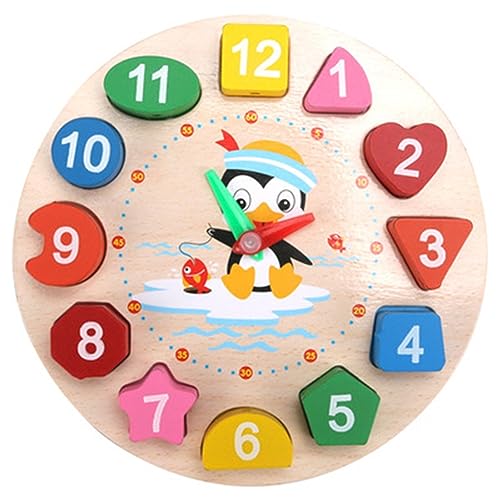 MRSTORY Farb Block Puzzles Formen und Farben Holz Uhr Bildung Spielzeug Lernzeit und Geometrische Formen (Uhr) von MRSTORY