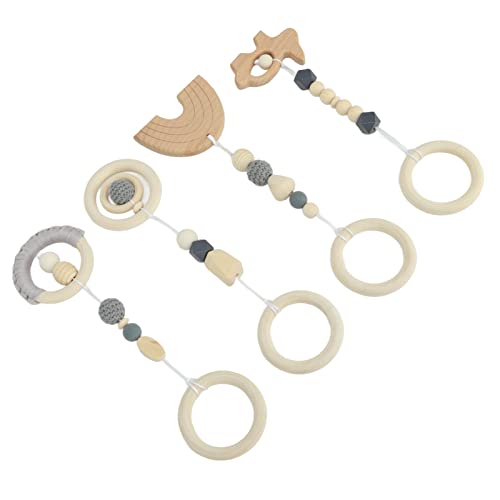 MRSTORY Hängendes Holz Spielzeug für Stushers 4 Stück Gym Spielzeug für Baby Motor und Visuelle Entwicklung für und Säuglinge Buche (Grau) von MRSTORY