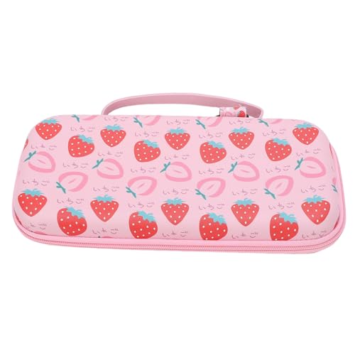 MRSTORY Handheld Game Console Case Niedliche Erdbeermuster Pink Eva Hard Protective Travel -Tragetasche für 2 Tragbares Gaming -Zubehör Speicher (mit Riemen) von MRSTORY