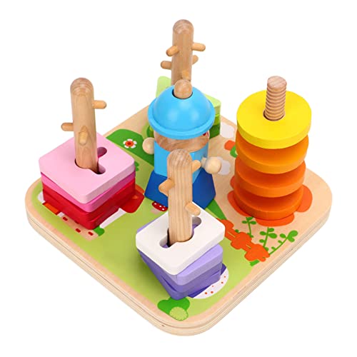 MRSTORY Hölzerne Peg Puzzle Farberkennung Sortieren und Stapelspielzeug Frühe Bildungsbausteine ​​für Kleinkinder Basswood von MRSTORY