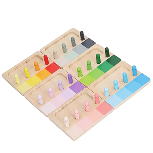 MRSTORY Plaborative Spielzeuge von Bildungsfarben in Holz für mit 6 Tellern und 24 Farbigen Designs für das Frühzeitige Erwachen und Handgefertigte Koordination von MRSTORY