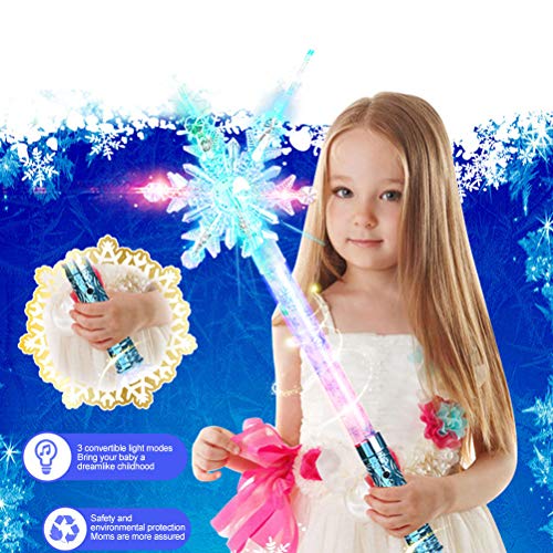 MRSTORY Schneeflocke Luminöser Magischer Zauberstab Magischer Zauberstab mit 3 Cabrio -Beleuchtungseffekten und Projektion für Prinzessin Cosplay Abs Plastik 13,5 cm (Weiß) von MRSTORY