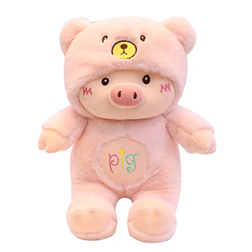 MRSTORY Schwein Spielzeug Ausgestopfte Tier Süße Cartoon Formplüsch Schwein mit Bärenhut Stickerei Handwerk Hautfreundliche PP Baumwolle Voll Füllung für Mädchen (30 cm) von MRSTORY