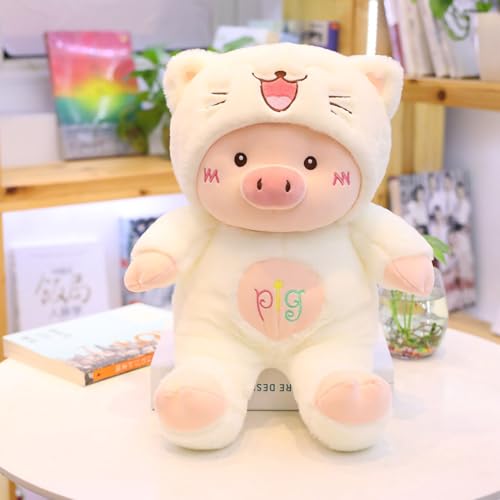 MRSTORY Schwein Spielzeug Ausgestopfte Tier Süße Cartoon Formplüsch Schwein mit Bärenhut Stickerei Handwerk Hautfreundliche PP Baumwolle Voll Füllung für Mädchen (45 cm) von MRSTORY