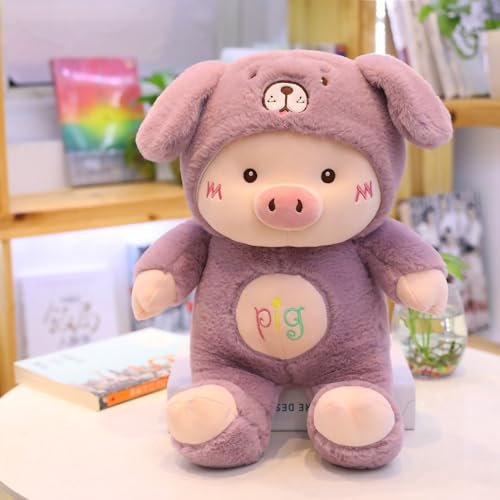 MRSTORY Schwein Spielzeug Ausgestopfte Tier Süße Cartoon Formplüsch Schwein mit Bärenhut Stickerei Handwerk Hautfreundliche PP Baumwolle Voll Füllung für Mädchen (70 cm) von MRSTORY