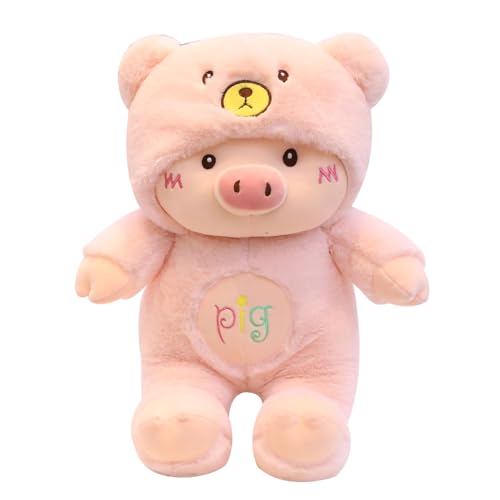 MRSTORY Schwein Spielzeug Ausgestopfte Tier Süße Cartoon Formplüsch Schwein mit Bärenhut Stickerei Handwerk Hautfreundliche PP Baumwolle Voll Füllung für Mädchen (70 cm) von MRSTORY