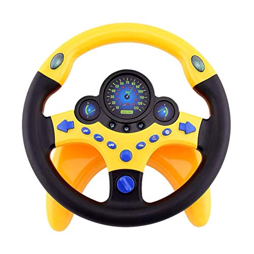 MRSTORY Simulation Lenkrad -Bildungsspielzeug für mit Multifunktionalen Geräuschen und Lichtern für Auto Ideal für Geburtstag oder Partys Kunststoffmaterial Größe 25x26cm (GELB) von MRSTORY
