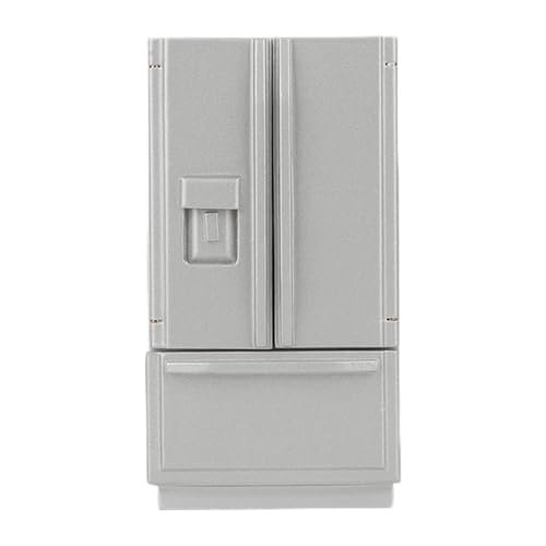 Mini Holz Kühlschrankmodell Umweltfreundlich Langlebige Lebensee Puppenhauszubehör Stilvolle Dekoration für Puppen Home White Grey 14,5 cm (Grau) von MRSTORY