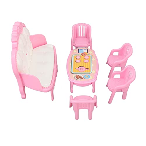 Miniatur Wohnzimmer Möbel Set Hoch Simuliert 1/16 Scale Puppenhaus Sofa Couch Tisch Stühle Zubehör für Puppenhaus-Enthusiasten ABS Kunststoff Sicher (Stil 3) von MRSTORY