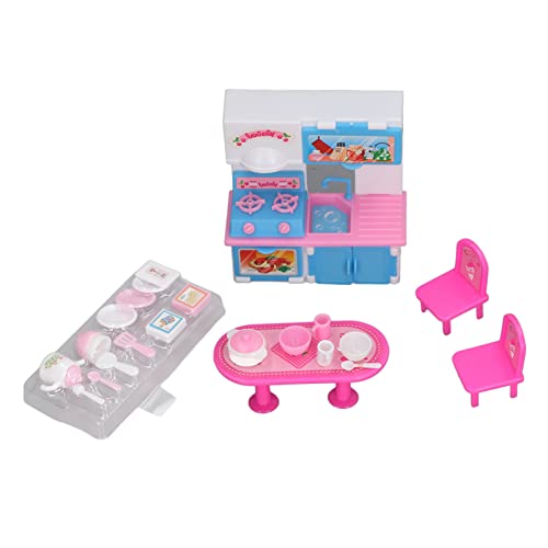 Simulation Küchenset Bildung Mini Plastik Cooktop Tabelle Geschirr Spielzeug für Spiele Dollhouse Kids Kitchen Utensilien Tisch Spielzeugpuppenhaus Küchenzubehör von MRSTORY