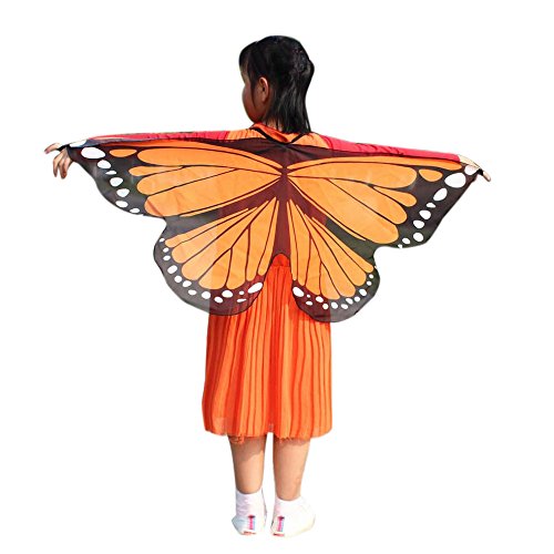 MRULIC Kinder 118 * 48 cm Neue Printed Schmetterling Flügel Cape Schal Pfau Poncho Schal Wrap Pixie Karneval Fasching Weihnachten Cosplay Kostüm Zusatz von MRULIC