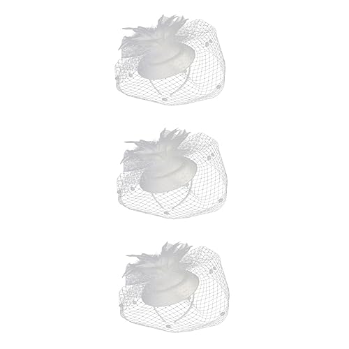 MRVAKDYDI Fascinator Spitze Feder Hut für Frauen, 1 stücke blume hut haarnadel frauen hut kopf schal stirnband mädchen stirnband Braut Stirnband braut kopfschmuck(Whitex3pcs,One Size) von MRVAKDYDI