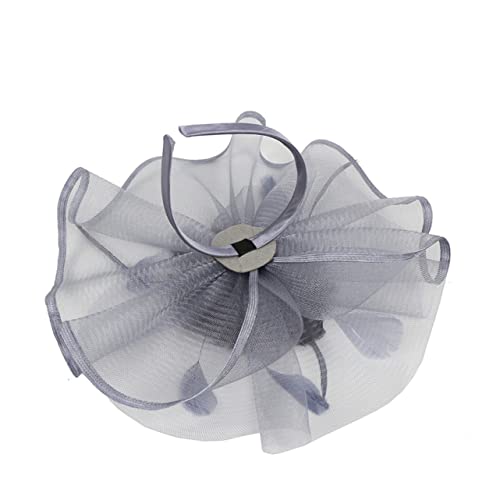 MRVAKDYDI Fascinator Spitze Feder Hut für Frauen, Feder Haarreif Stirnband Feder Kopfbedeckung(Grey,1 count (Pack of 1)) von MRVAKDYDI