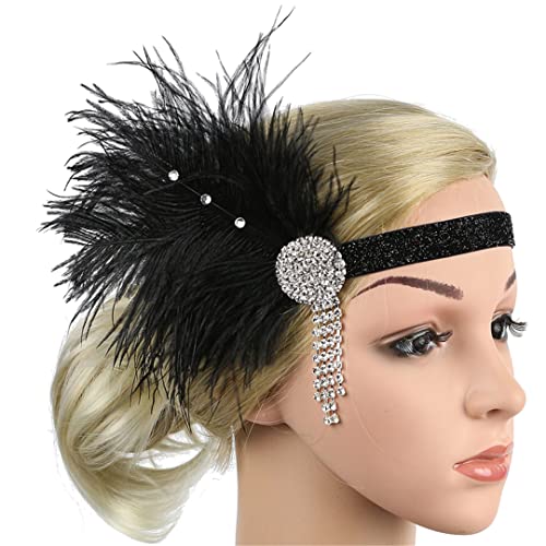 MRVAKDYDI Fascinator Spitze Feder Hut für Frauen, Feder Stirnband Flapper Kopfschmuck Frauen Kostüm Kopfbedeckung Party Haar Zubehör(YM6046) von MRVAKDYDI