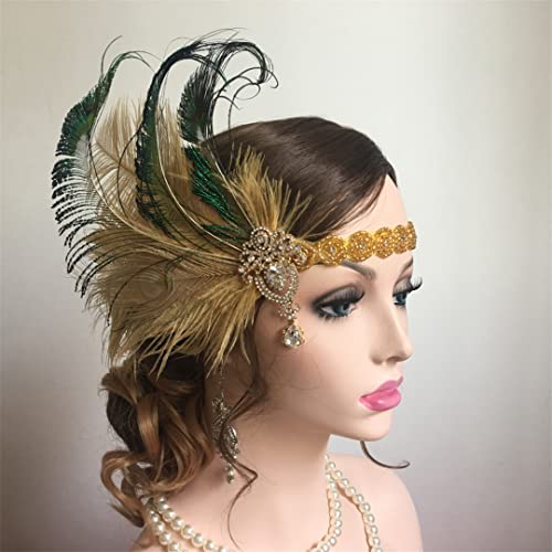 MRVAKDYDI Fascinator Spitze Feder Hut für Frauen, Frauen Vintage Feder Stirnband Strass Haar Band 1920S Party Stirn Dekorationen(Style 8,One Size) von MRVAKDYDI
